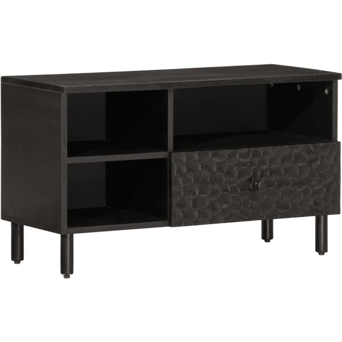 Mueble tv negro 80x33x46 cm madera maciza de mango