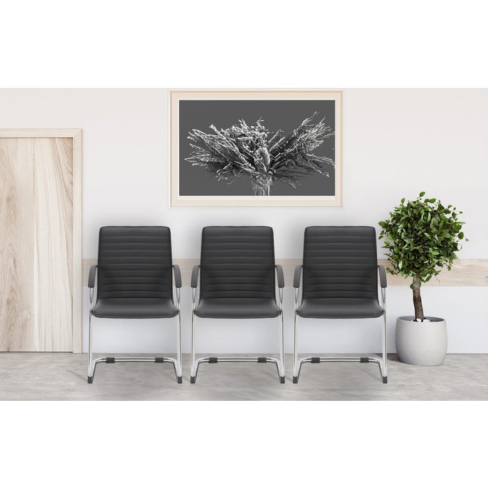 Silla de visita en cuero artificial tira negro