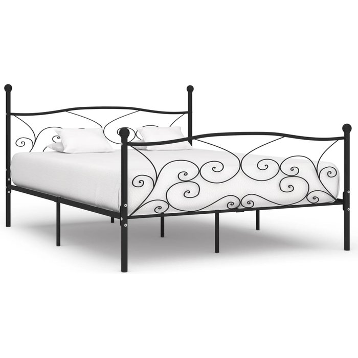 Vidaxl estructura de cama con somier metal negro 180x200 cm