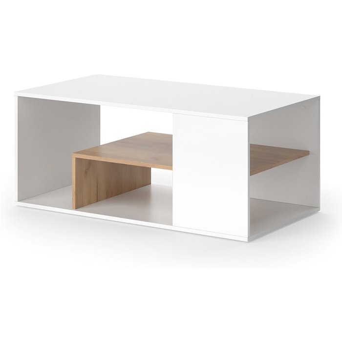 Vicco mesa de centro edgar, roble blanco/dorado, 110 x 59 cm