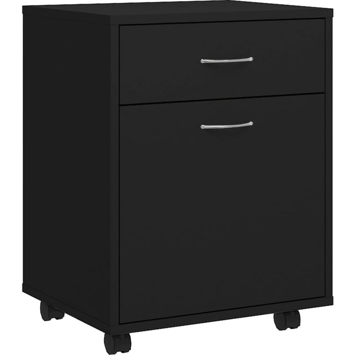 Armario con ruedas madera de ingeniería negro 45x38x54 cm