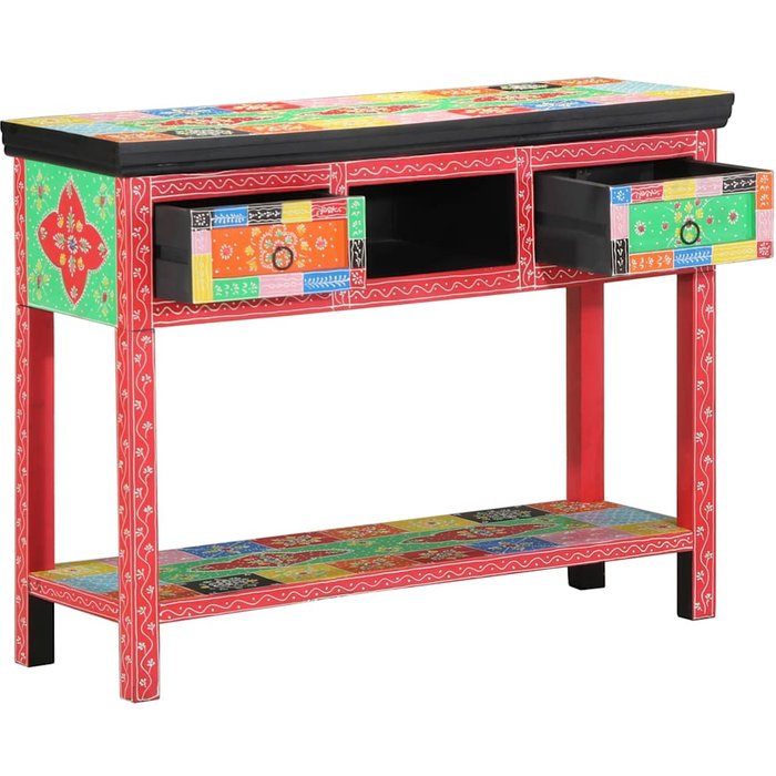 Mesa consola multicolor 100 x 30 x 75 cm madera maciza de mango