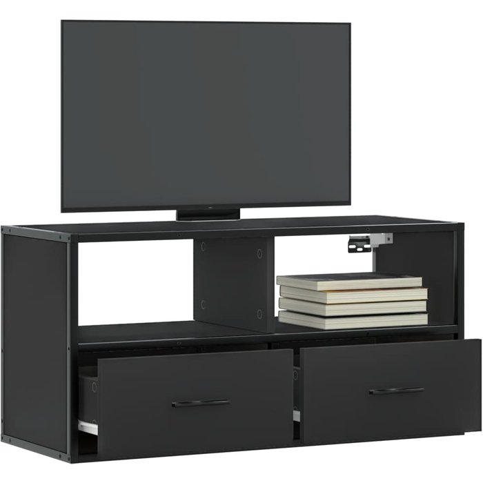 Mueble de tv negro 80x31x39,5 cm de madera contrachapada y metal