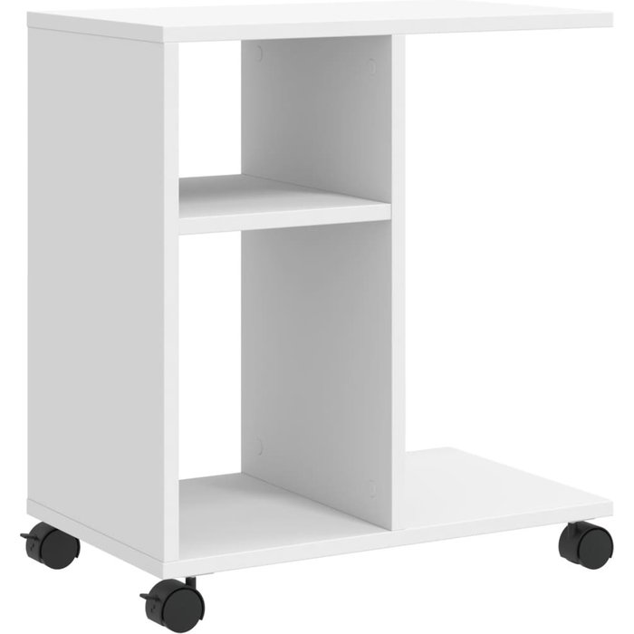 Mesa auxiliar con ruedas madera ingeniería blanco 50x30x55 cm - comfortxl