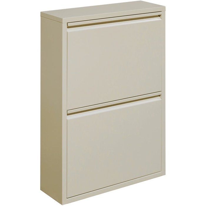 Zapatero slim de 2 puertas, metal marfil