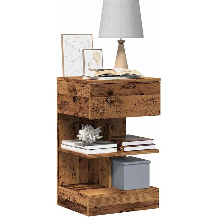 Mesita de noche madera vieja 40x35x65 cm madera de ingeniería