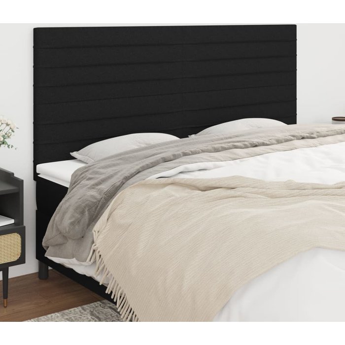 Cabeceros 4 unidades de tela negro 80x5x78/88 cm