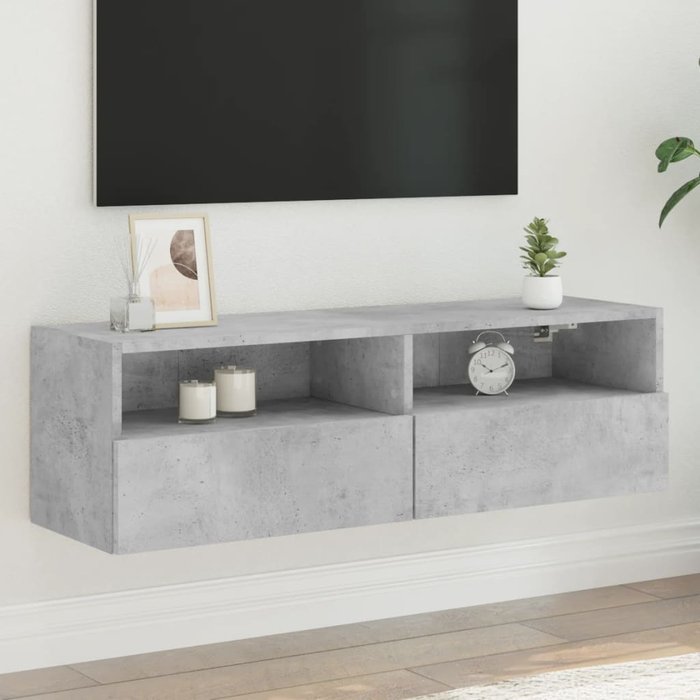 Mueble de tv de pared gris hormigón, 100x30x30 cm, madera de ingeniería