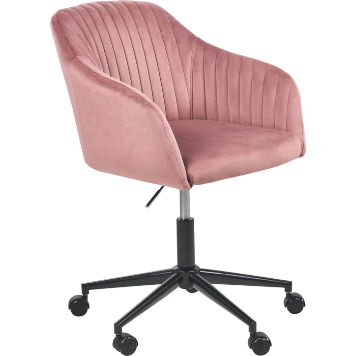 Beliani silla de oficina de terciopelo rosa/negro venice