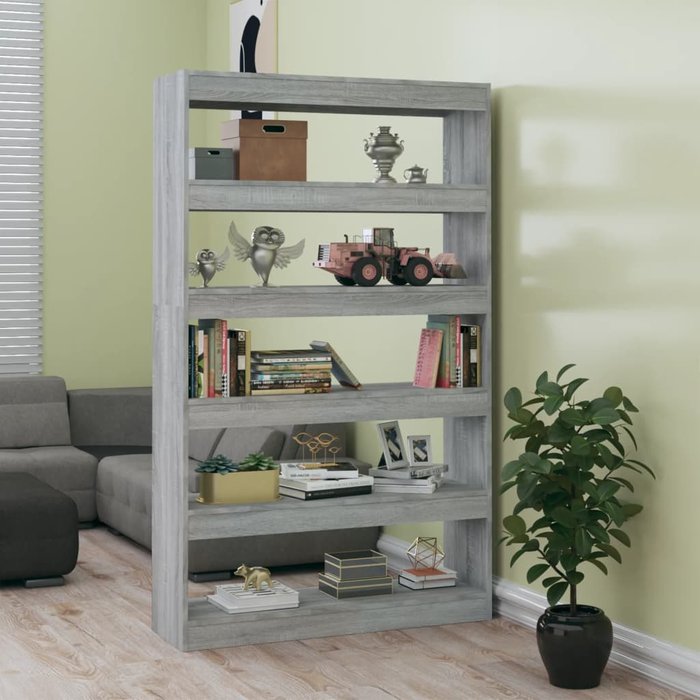 Librería/separador de ambientes sonoma gris 100x30x166 cm