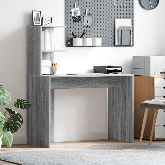 Maison exclusive - escritorio gris sonoma 102 x 50 x 124 cm madera de ingeniería
