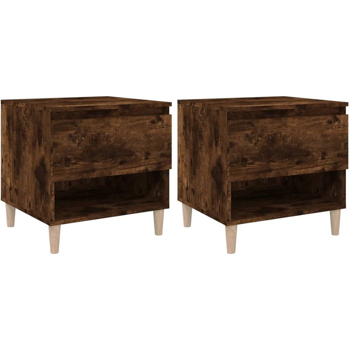 Mesitas de noche 2 uds contrachapada roble ahumado 50x46x50 cm - comfortxl