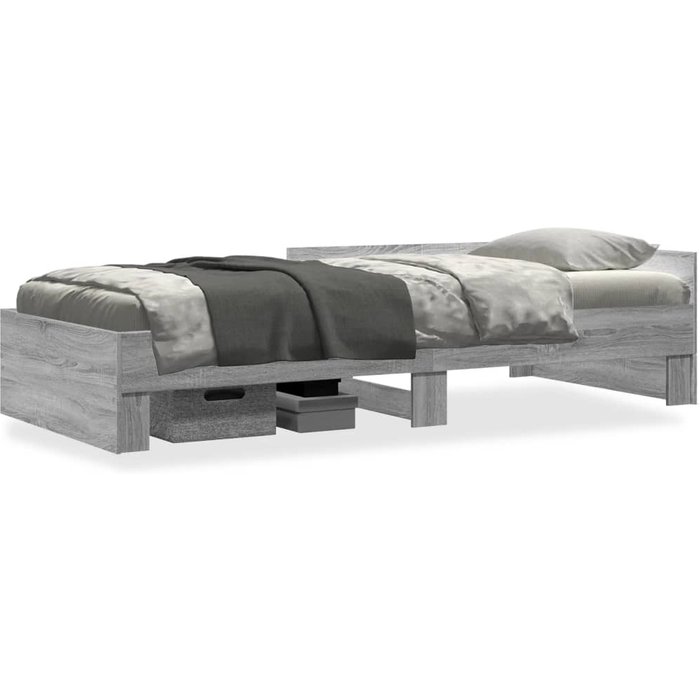 Vidaxl estructura de cama madera de ingeniería gris sonoma 75x190 cm