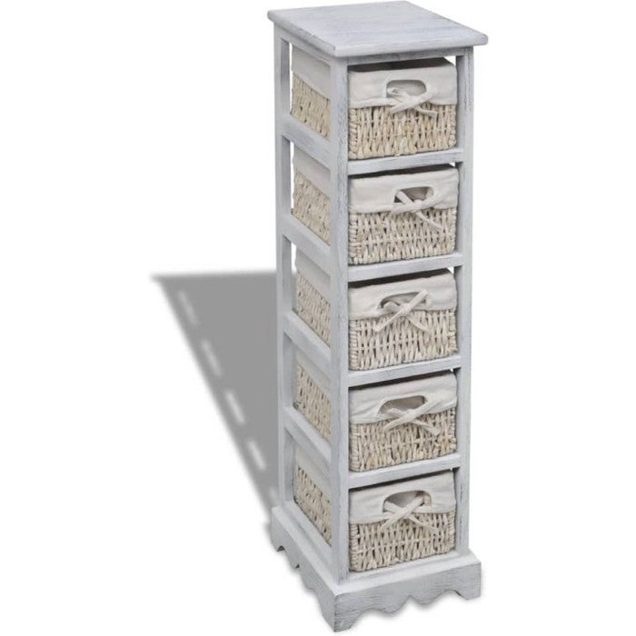 Vidaxl estantería con 5 cestas tejidas madera blanco