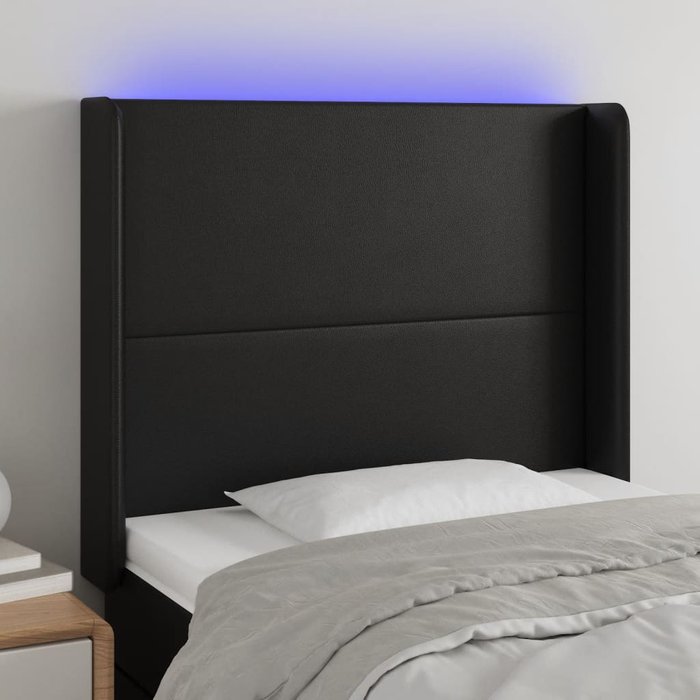 Maison exclusive - cabecero con led cuero sintético negro 83x16x118/128 cm