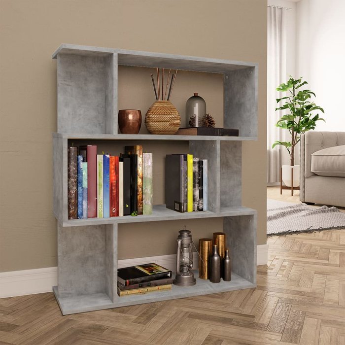 Librería/separador de ambientes gris cemento 80x24x96 cm
