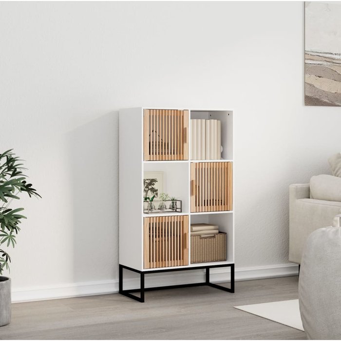 Vidaxl aparador alto madera contrachapada blanco 70x35x125 cm