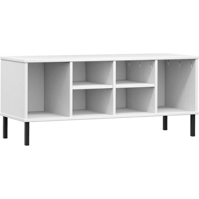 Zapatero con patas de metal oslo madera maciza blanco 106x35x45 cm - comfortxl