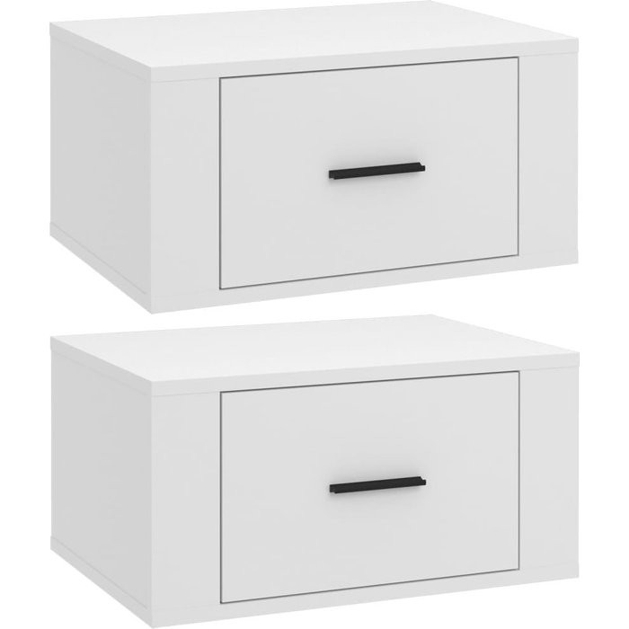 Mesitas de noche de pared 2 uds blanco 50x36x25 cm