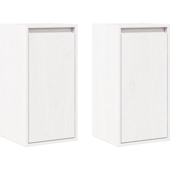Armario de pared 2 uds madera maciza de pino blanco 30x30x60 cm- comfortxl