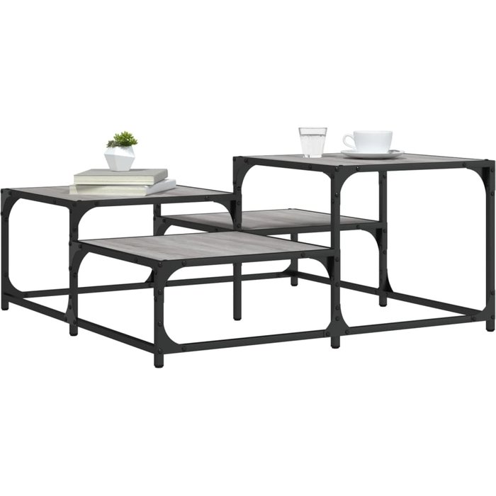 Mesa de centro sonoma gris, 87,5 x 87,5 x 40 cm, madera de ingeniería.