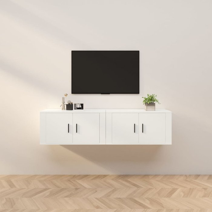 Mueble de tv de pared de 2 piezas, blanco, 80x34,5x40 cm
