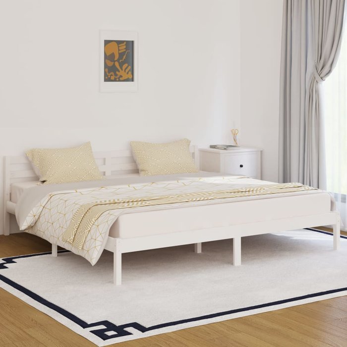 Estructura de cama madera maciza de pino 200x200 cm blanco