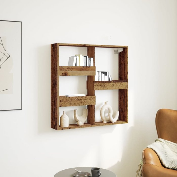 Mueble de pared de madera antigua 80x15x80 cm madera contrachapada