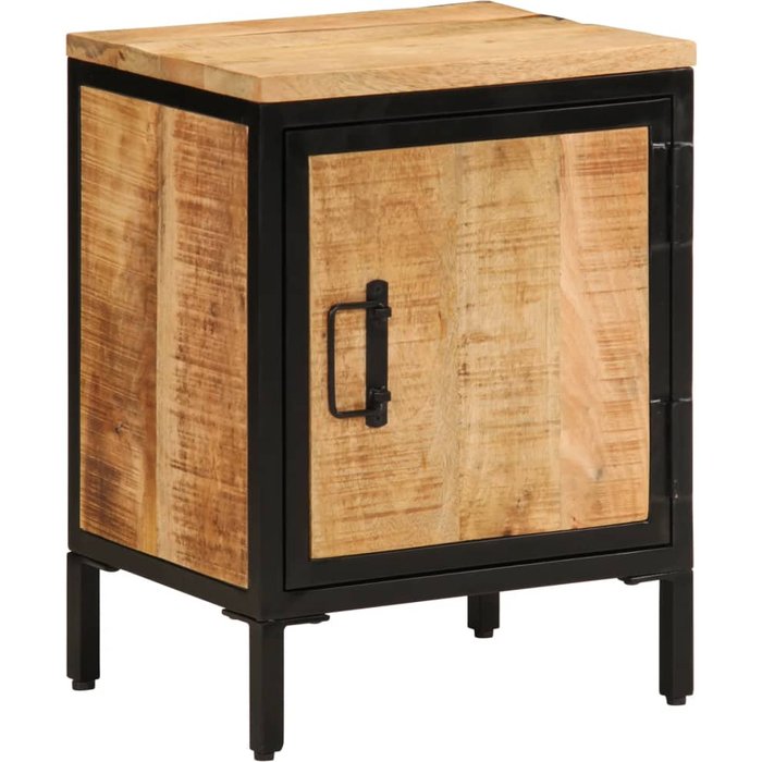 Mesita de noche de madera maciza de mango rugosa 40x30x52,5 cm