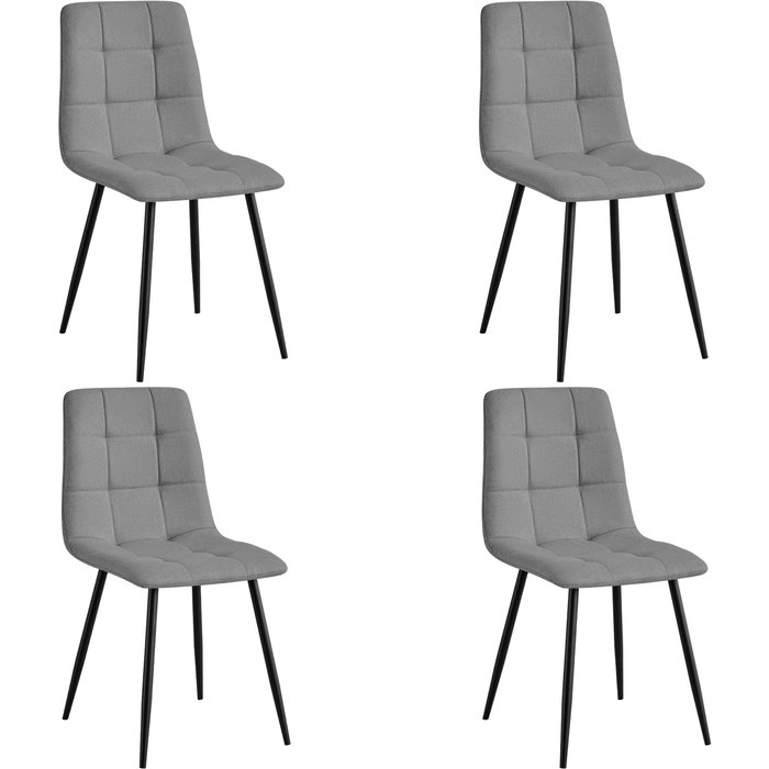 Pack 4 sillas comedor raf, sillas de salón tapizados tela gris 43x85x48 cm