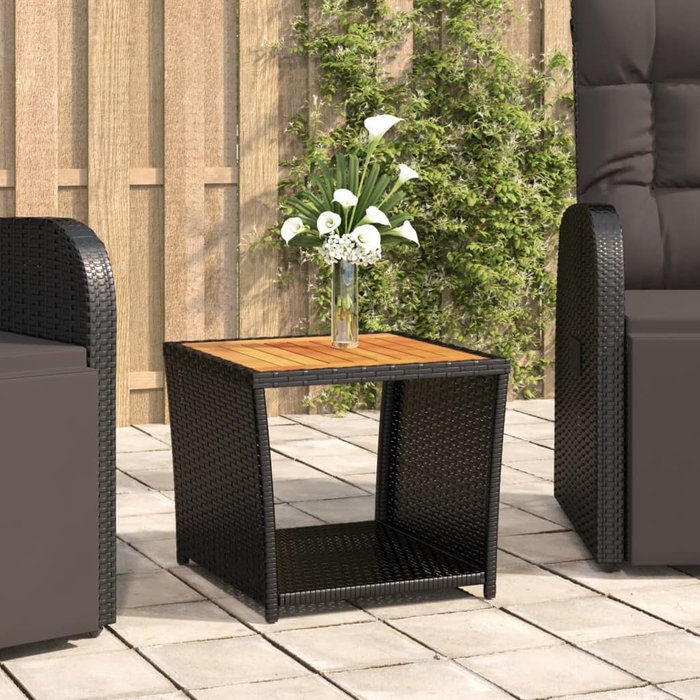 Maison exclusive - mesa de centro ratán negro y superficie madera maciza acacia