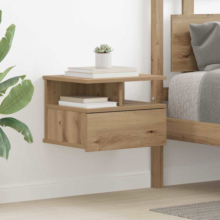 Maison exclusive - mesita flotante con cajón roble artesanal 40 x 31 x 27 cm