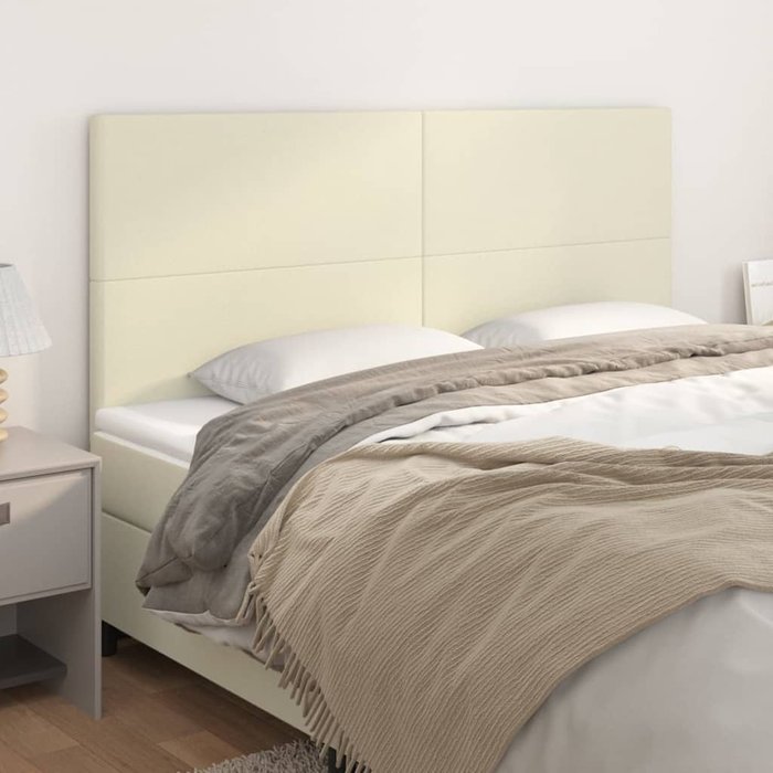 Cabeceros 4 unidades cuero sintético color crema 90x5x78/88cm