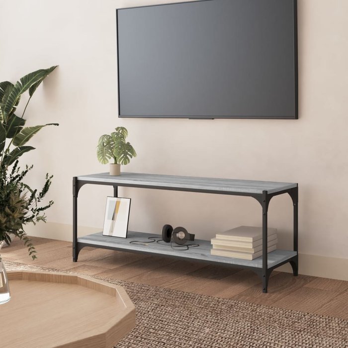 Maison exclusive - mueble para tv contrachapada y acero gris sonoma 100x33x41 cm