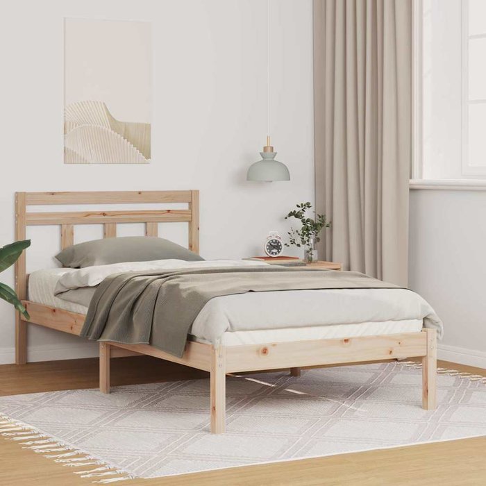 Estructura de cama marrón 75 x 190 cm madera de pino macizo vidaxl