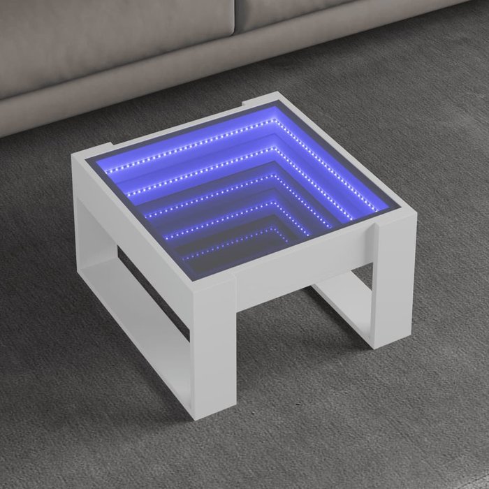 Mesa de centro con led infinito blanco 50x53x30 cm