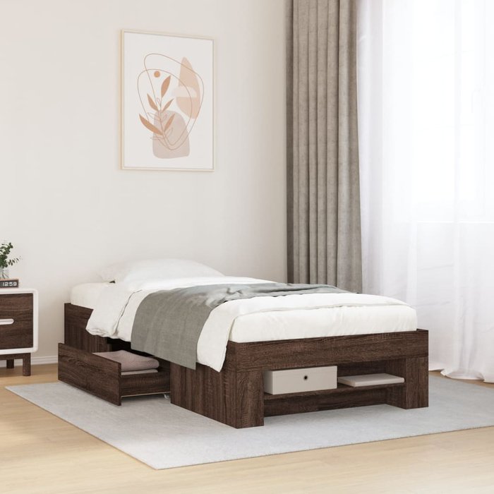 Vidaxl estructura de cama sin colchón madera marrón roble 75x190 cm
