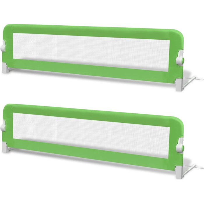 Barandilla de seguridad cama de ni?o 2 uds verde 150x42 cm - comfortxl