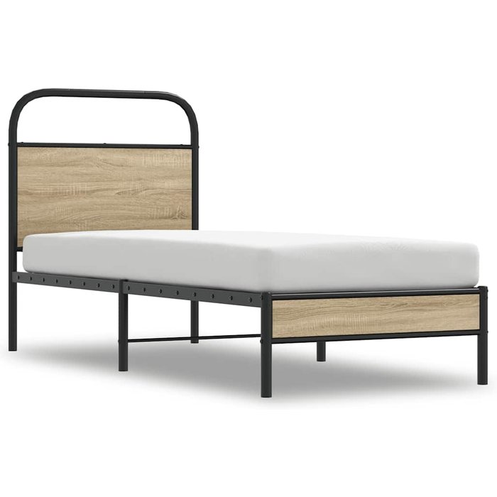 Estructura cama sin colchón 80x200 cm madera roble ahumado — comfortxl