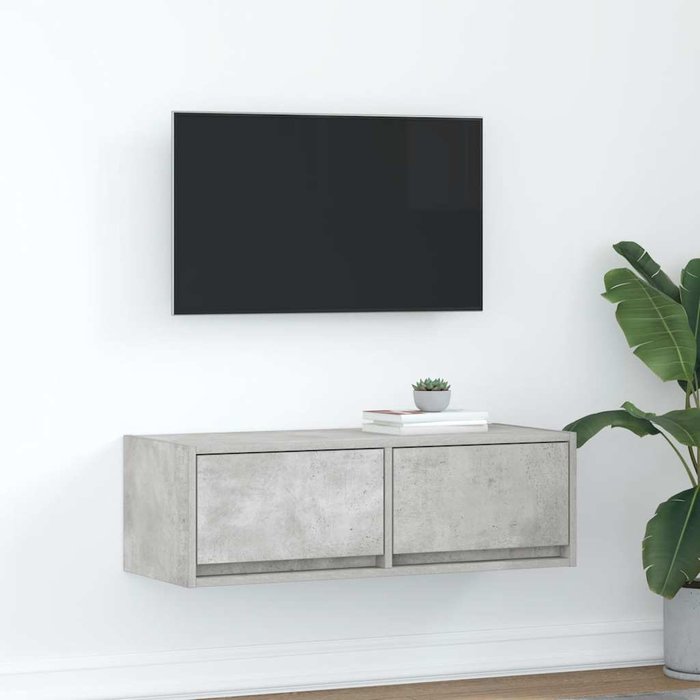 Mueble de tv de madera de ingeniería gris hormigón 80x31x25,5cm