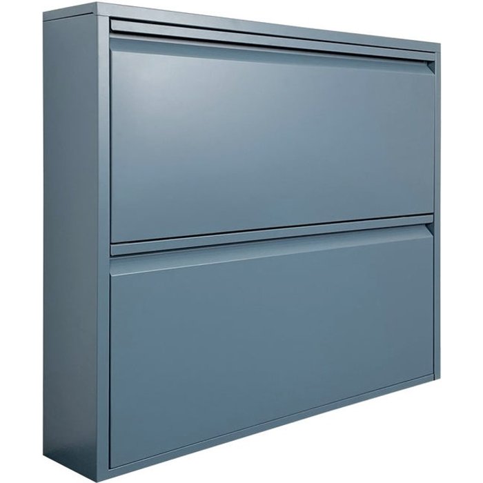 Zapatero compacto de 2 puertas, metal cerúleo