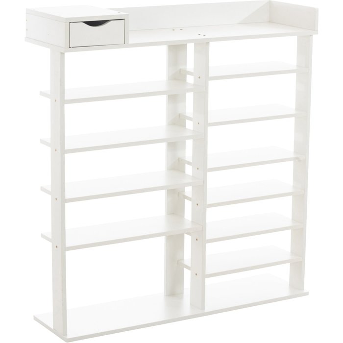 Zapatero mueble de almacenaje con cajón y estantes en mdf blanco 10_0003617