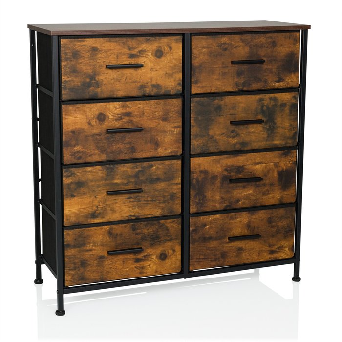 Cómoda ragala light 80x30x81 cm 8 cajones roble ahumado hjh living