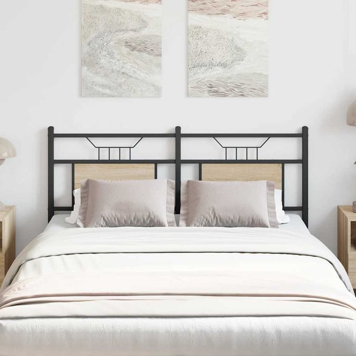 Maison exclusive - cabecero de madera de ingeniería y acero roble sonoma 150 cm