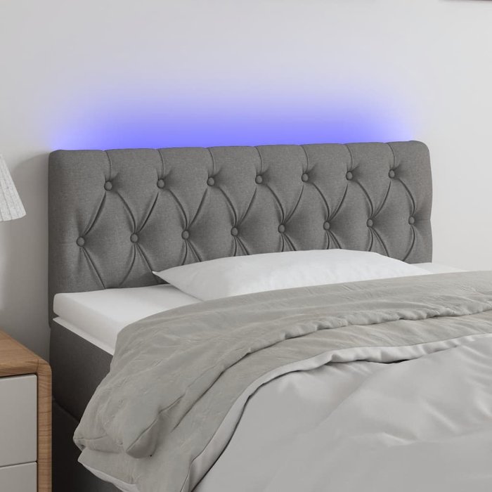 Cabecero con led de tela gris oscuro 90x7x78/88 cm