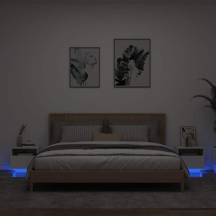 Maison exclusive - mesitas de noche con luces led 2 unidades blanco 40x39x37 cm