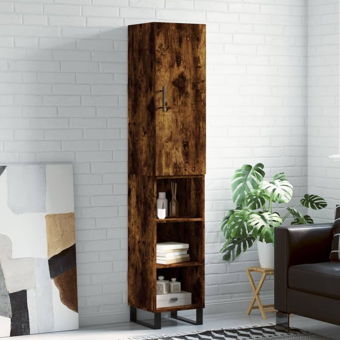 Maison exclusive - aparador de madera contrachapada roble ahumado 34,5x34x180 cm