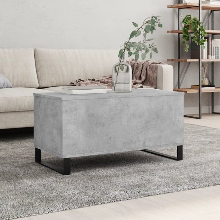 Vidaxl mesa de centro madera contrachapada gris hormigón 90x44,5x45 cm