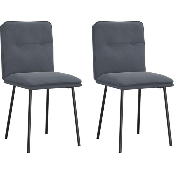 Sillas de comedor, juego de 2, terciopelo gris oscuro