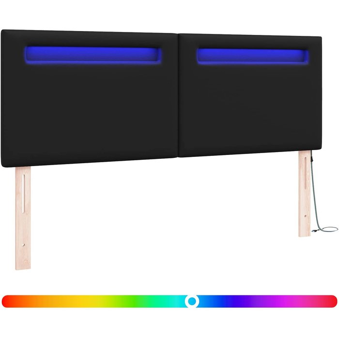 Cabecero cama - mueble cabecero led negro 144 cm cuero sintético
